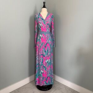 Lilly Pulitzer Pink and Blue Maxi Wrap Dress
